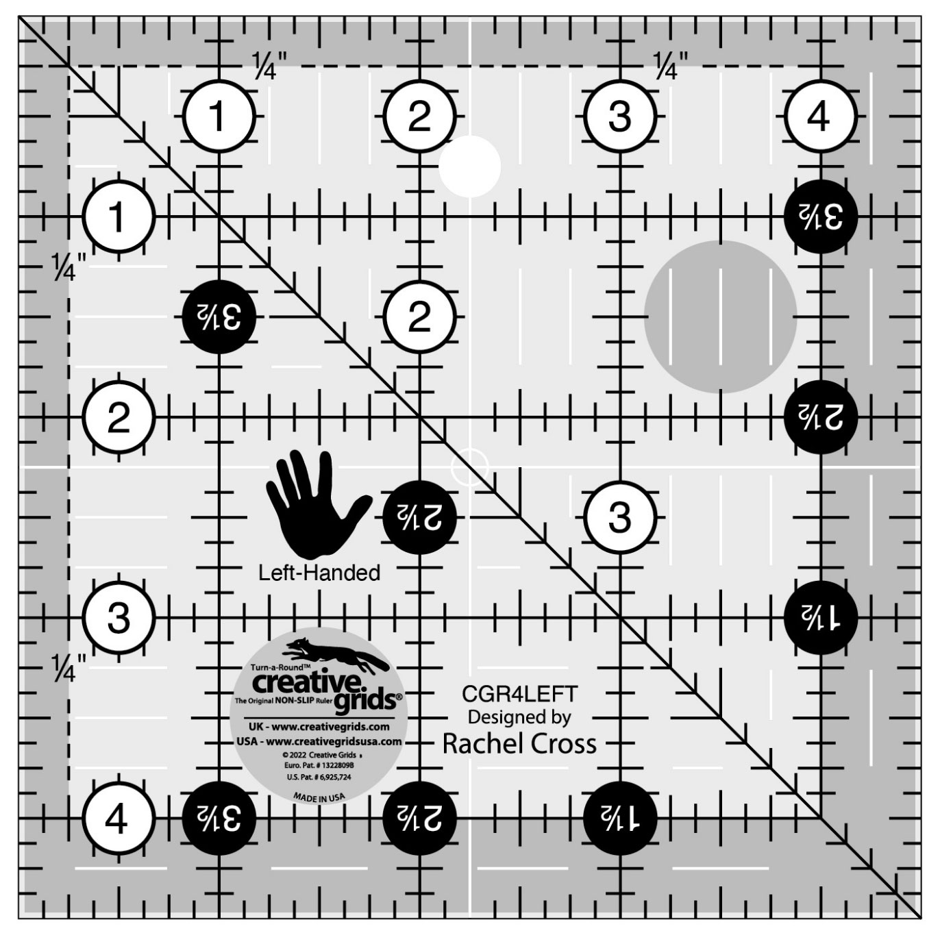 Left Handed Quilt Ruler 41/2 inches Square • Notions SpecialsSPECIA